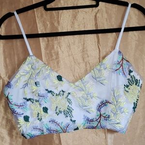 Urban Outfitter Floral Mesh Super Crop Tank Top